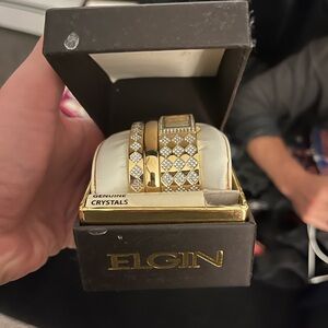 Elgin Gold Women's Watch with Crystal Accents
